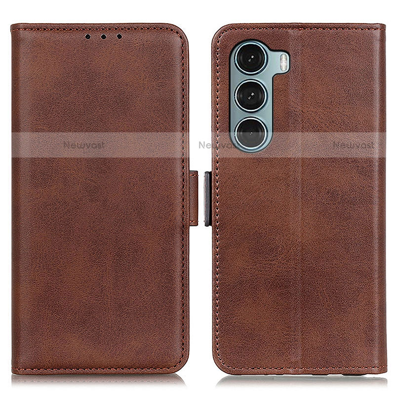 Leather Case Stands Flip Cover Holder M15L for Motorola Moto G200 5G Brown