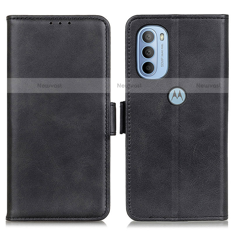 Leather Case Stands Flip Cover Holder M15L for Motorola Moto G31 Black