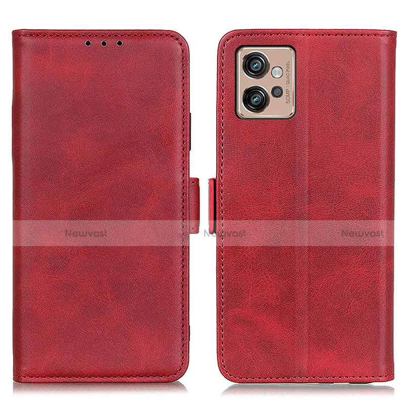 Leather Case Stands Flip Cover Holder M15L for Motorola Moto G32 Red