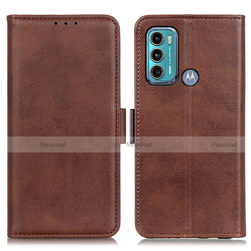 Leather Case Stands Flip Cover Holder M15L for Motorola Moto G40 Fusion Brown