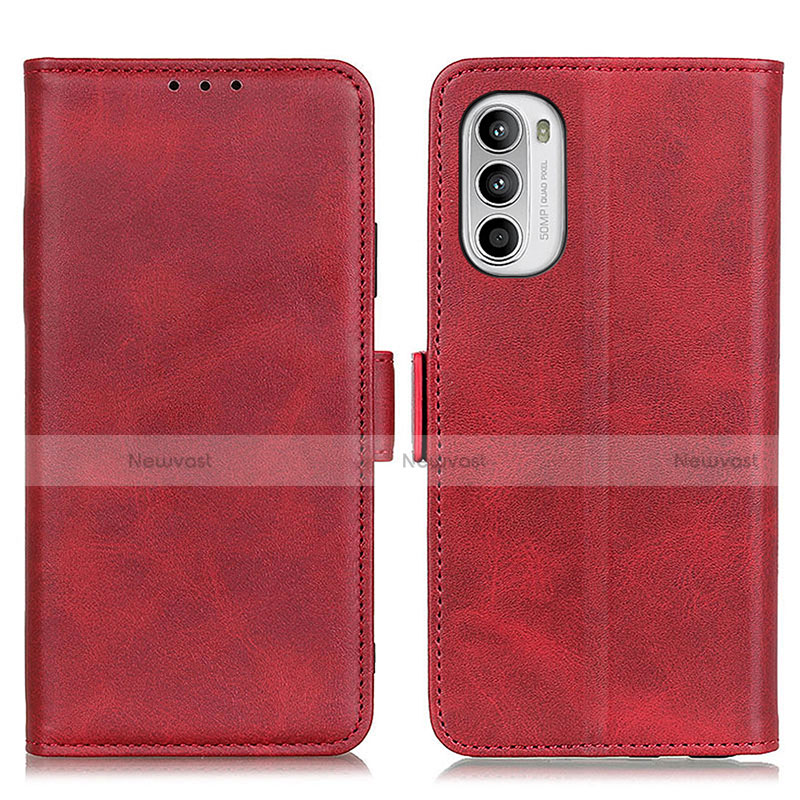 Leather Case Stands Flip Cover Holder M15L for Motorola Moto G71s 5G Red