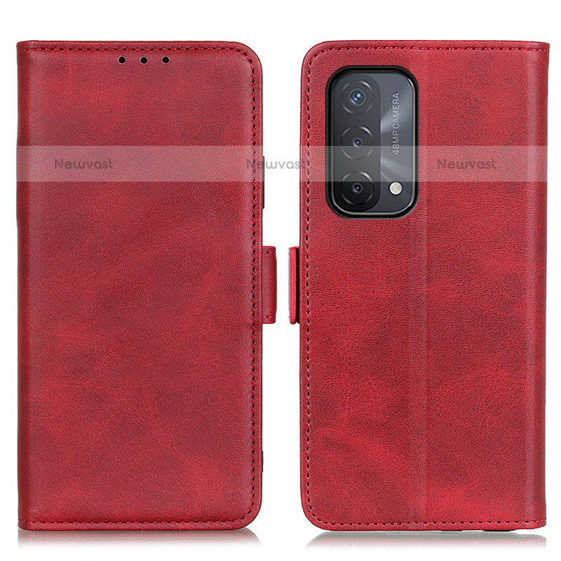 Leather Case Stands Flip Cover Holder M15L for OnePlus Nord N200 5G Red
