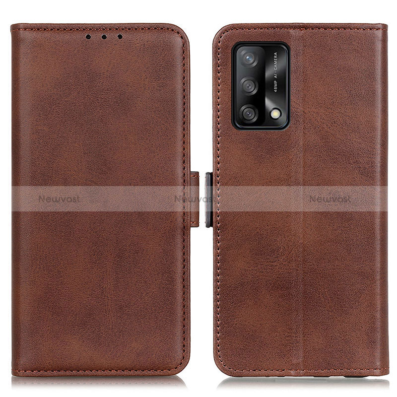 Leather Case Stands Flip Cover Holder M15L for Oppo A95 4G Brown