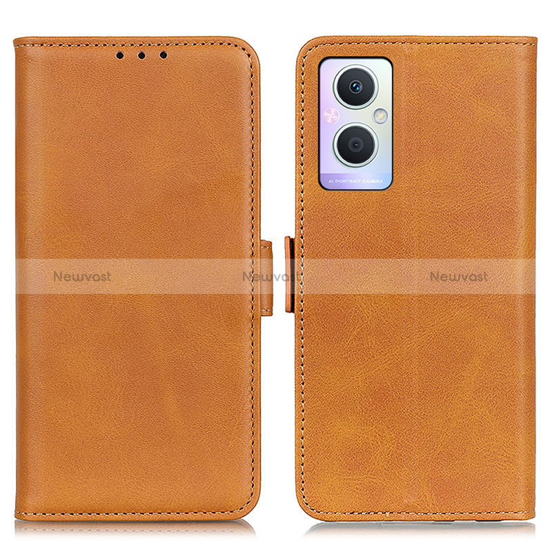 Leather Case Stands Flip Cover Holder M15L for Oppo Reno7 Z 5G Light Brown