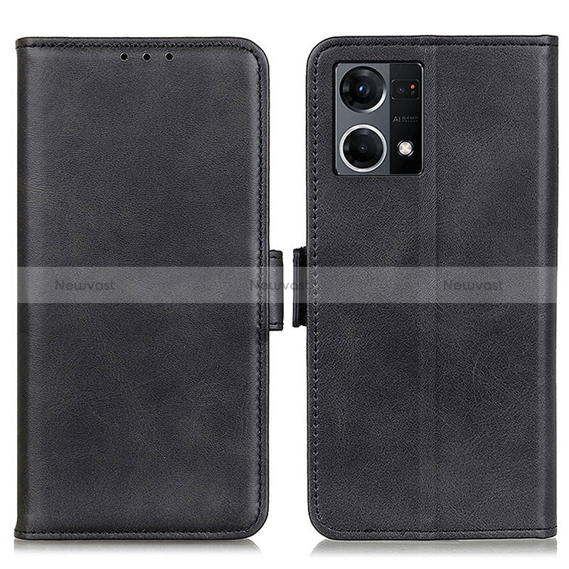 Leather Case Stands Flip Cover Holder M15L for Oppo Reno8 4G Black