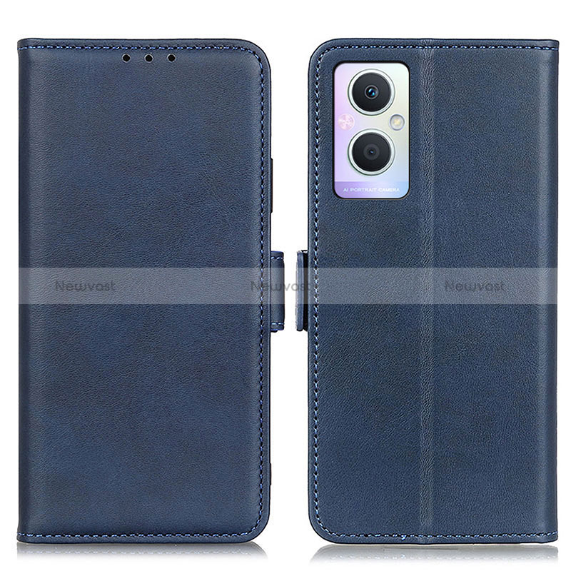 Leather Case Stands Flip Cover Holder M15L for Oppo Reno8 Lite 5G Blue