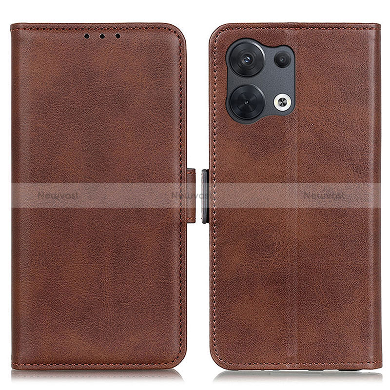 Leather Case Stands Flip Cover Holder M15L for Oppo Reno9 Pro 5G Brown