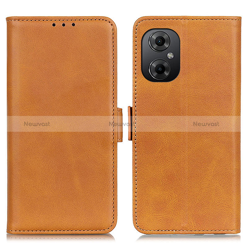 Leather Case Stands Flip Cover Holder M15L for Xiaomi Redmi Note 11R 5G Light Brown