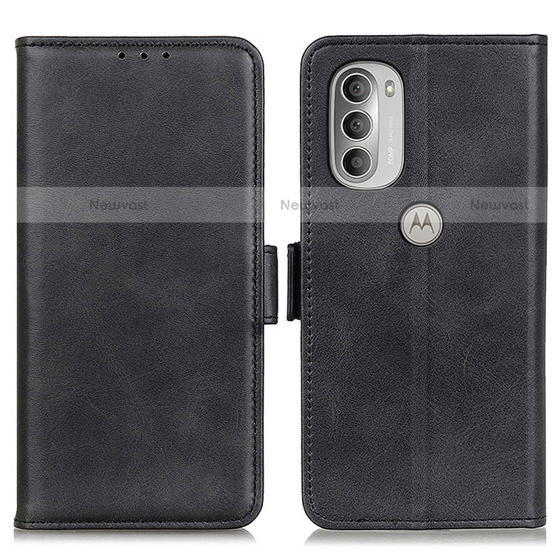 Leather Case Stands Flip Cover Holder M16L for Motorola Moto G51 5G Black
