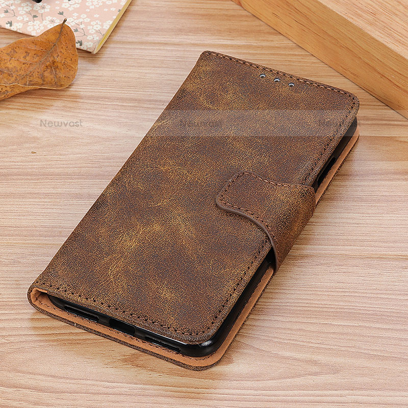 Leather Case Stands Flip Cover Holder M16L for Samsung Galaxy S21 5G Brown