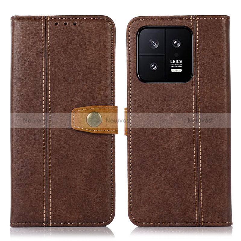 Leather Case Stands Flip Cover Holder M16L for Xiaomi Mi 13 5G Brown