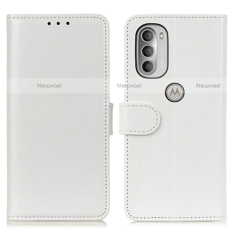 Leather Case Stands Flip Cover Holder M17L for Motorola Moto G51 5G White