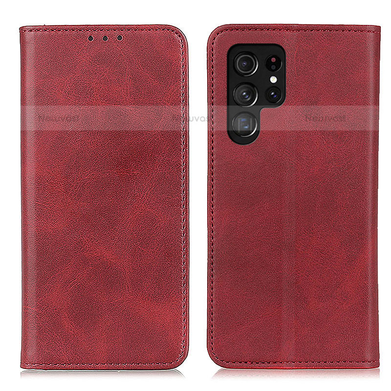 Leather Case Stands Flip Cover Holder M17L for Samsung Galaxy S21 Ultra 5G Red