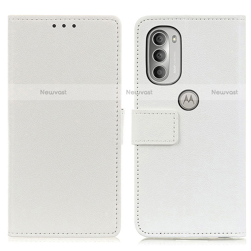 Leather Case Stands Flip Cover Holder M18L for Motorola Moto G51 5G White