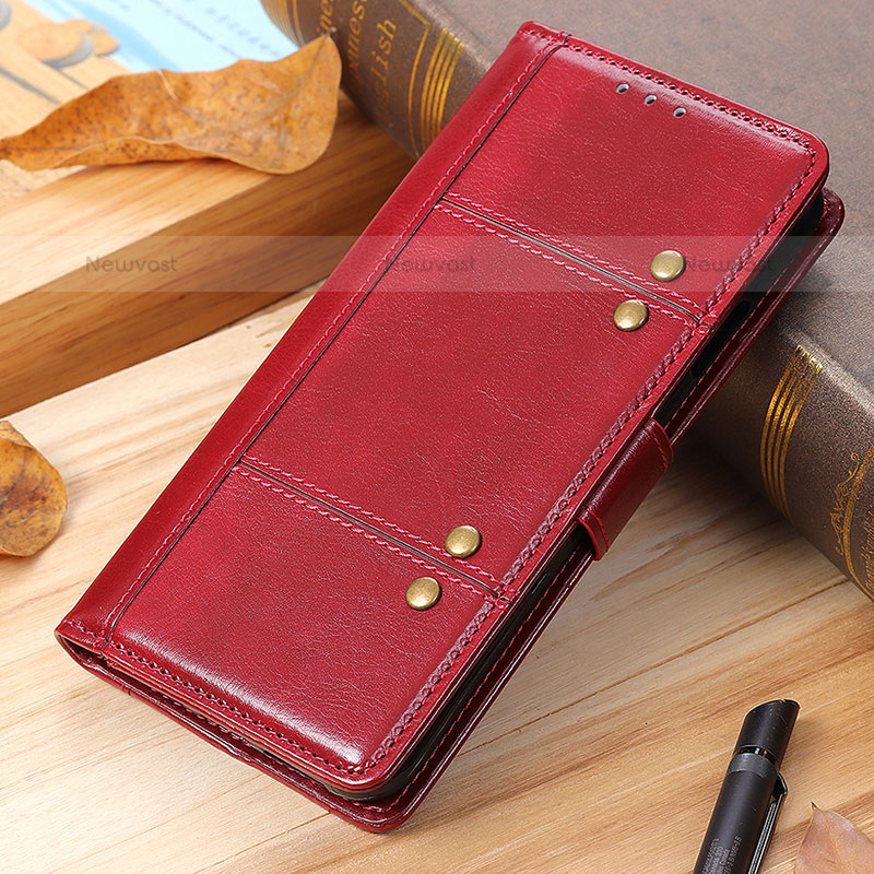 Leather Case Stands Flip Cover Holder M19L for Samsung Galaxy S21 5G Red