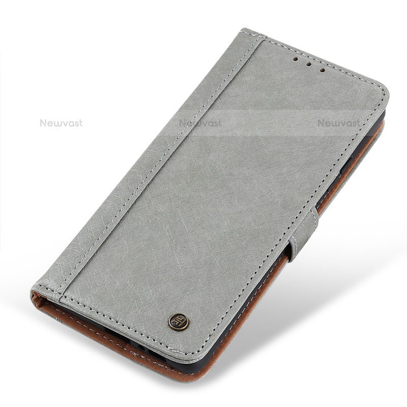 Leather Case Stands Flip Cover Holder M24L for Samsung Galaxy S21 5G Gray
