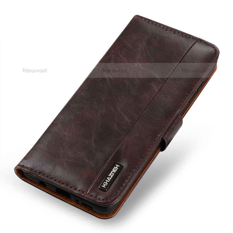 Leather Case Stands Flip Cover Holder M25L for Samsung Galaxy S21 Plus 5G Brown