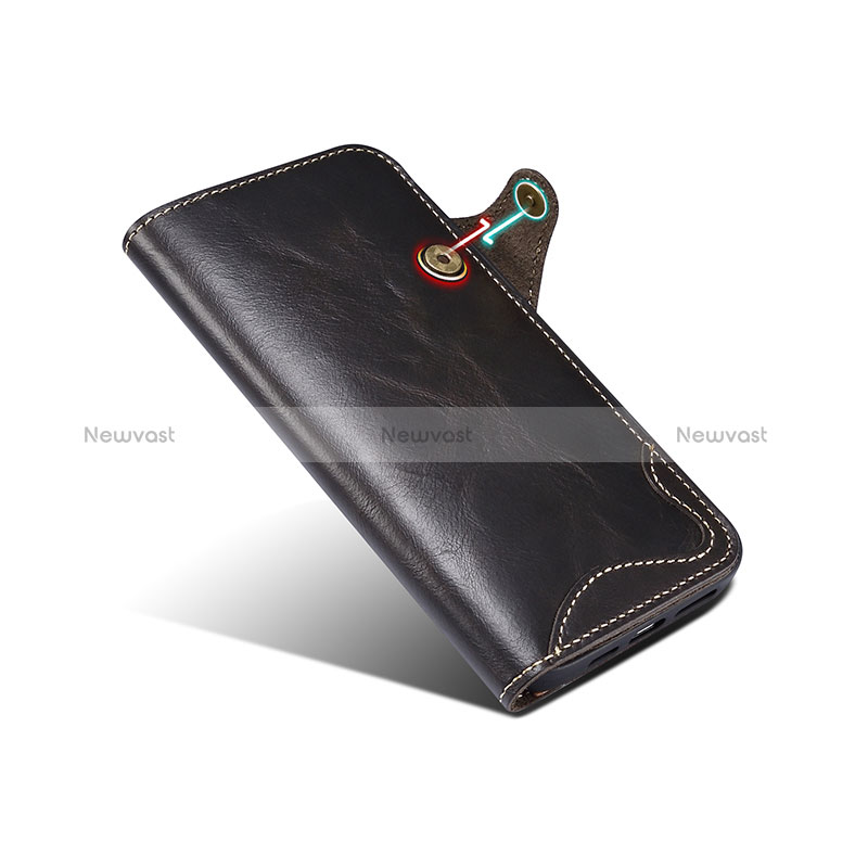Leather Case Stands Flip Cover Holder MT5 for Apple iPhone 14 Pro Black