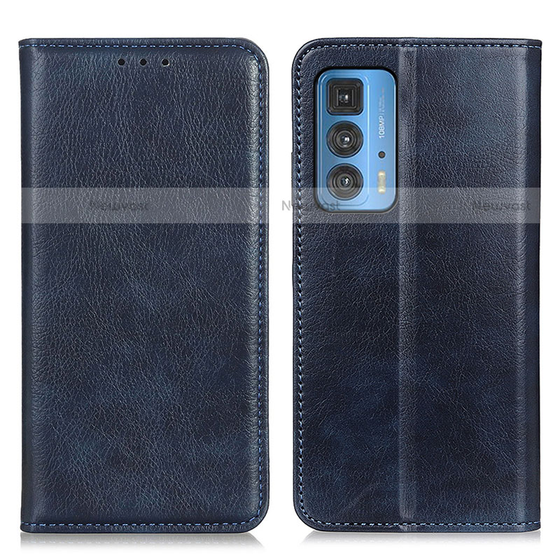 Leather Case Stands Flip Cover Holder N01P for Motorola Moto Edge S Pro 5G Blue