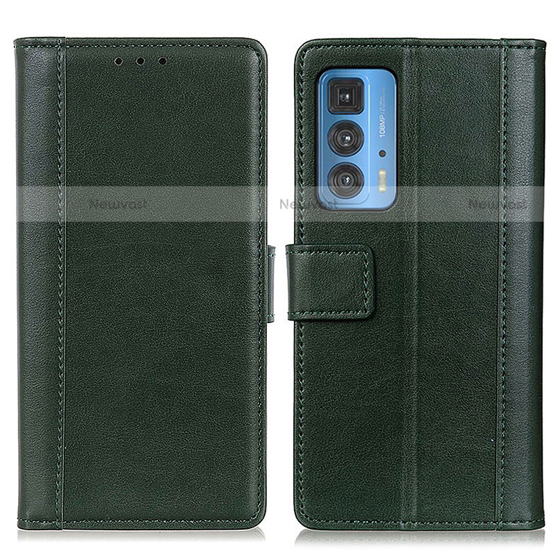 Leather Case Stands Flip Cover Holder N02P for Motorola Moto Edge 20 Pro 5G Green