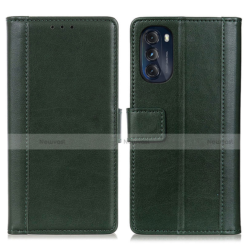 Leather Case Stands Flip Cover Holder N02P for Motorola Moto G 5G (2022) Green