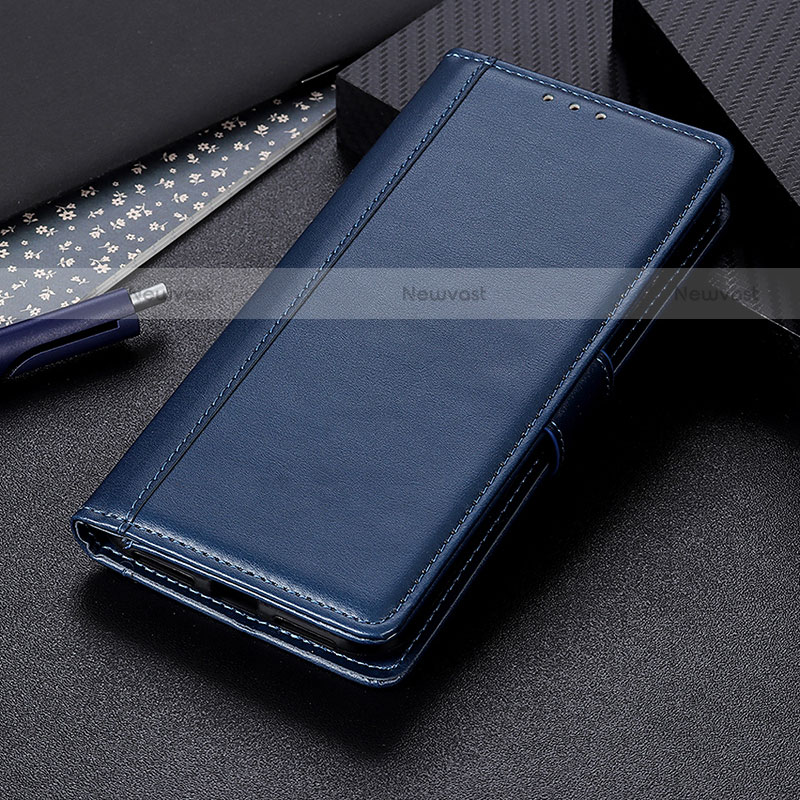 Leather Case Stands Flip Cover Holder N02P for Motorola Moto G10 Blue
