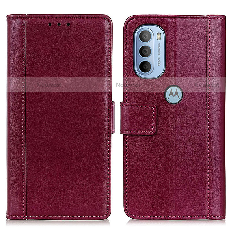 Leather Case Stands Flip Cover Holder N02P for Motorola Moto G31