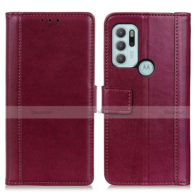 Leather Case Stands Flip Cover Holder N02P for Motorola Moto G60s