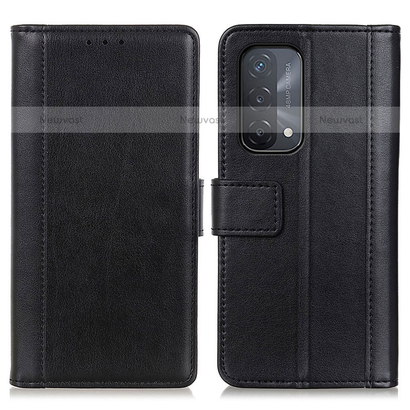 Leather Case Stands Flip Cover Holder N02P for OnePlus Nord N200 5G Black