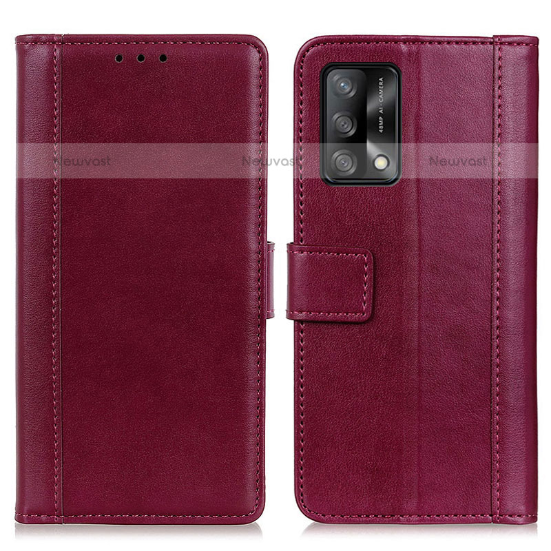 Leather Case Stands Flip Cover Holder N02P for Oppo A74 4G