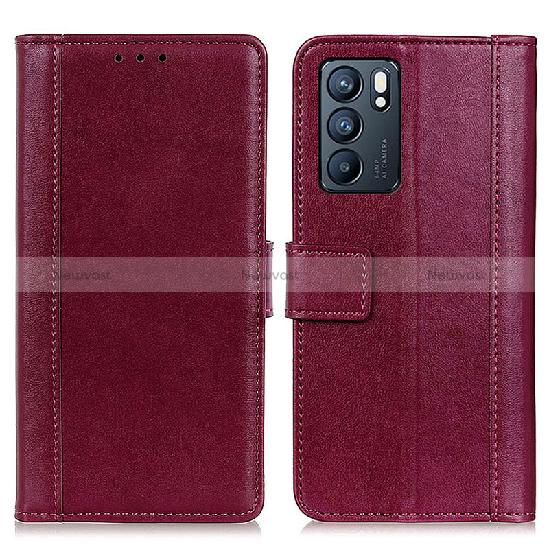 Leather Case Stands Flip Cover Holder N02P for Oppo Reno6 5G