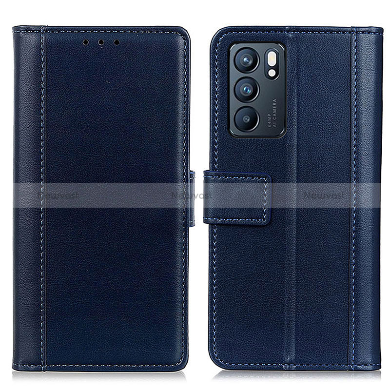 Leather Case Stands Flip Cover Holder N02P for Oppo Reno6 5G