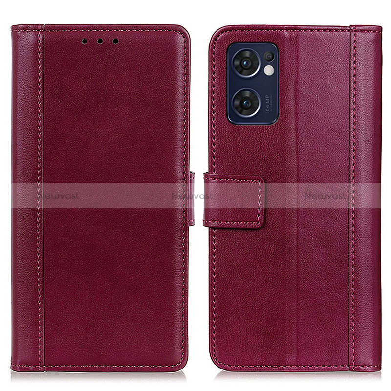 Leather Case Stands Flip Cover Holder N02P for Oppo Reno7 5G