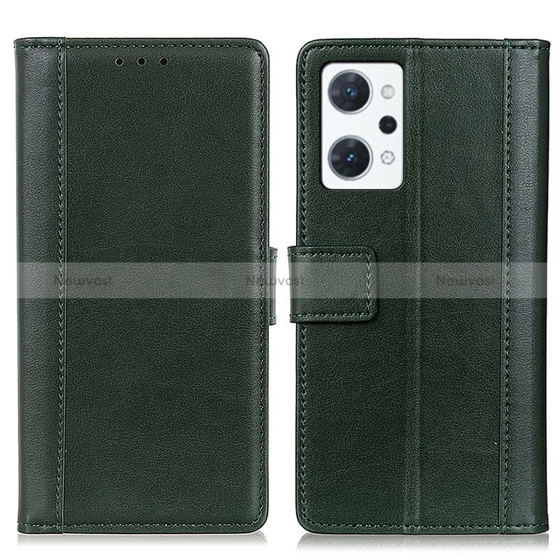 Leather Case Stands Flip Cover Holder N02P for Oppo Reno7 A Green