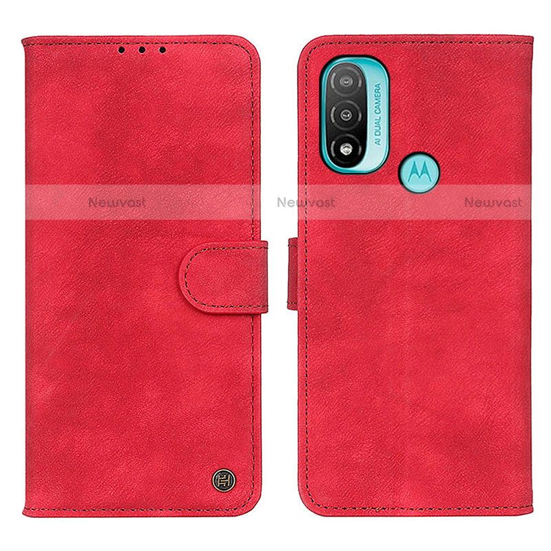 Leather Case Stands Flip Cover Holder N03P for Motorola Moto E40 Red