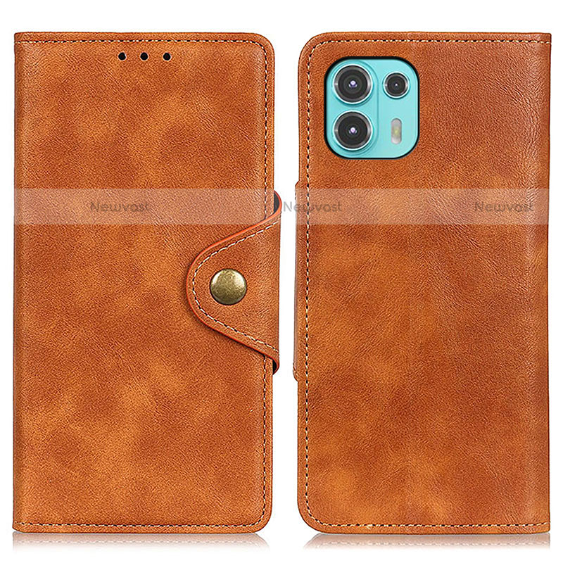 Leather Case Stands Flip Cover Holder N03P for Motorola Moto Edge 20 Lite 5G Brown