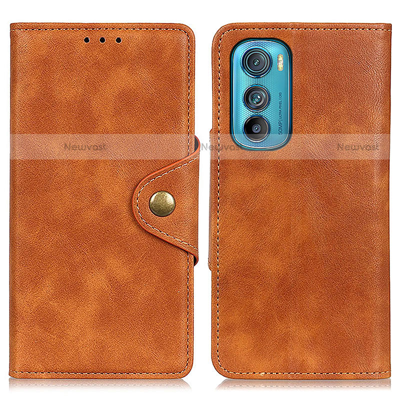 Leather Case Stands Flip Cover Holder N03P for Motorola Moto Edge 30 5G Brown