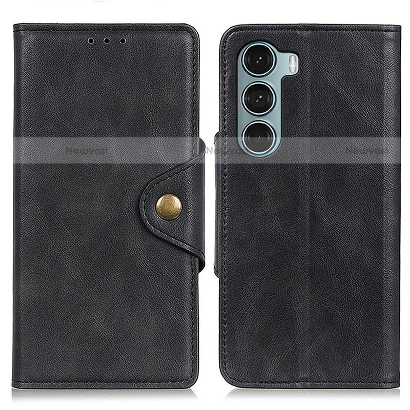 Leather Case Stands Flip Cover Holder N03P for Motorola Moto Edge S30 5G Black