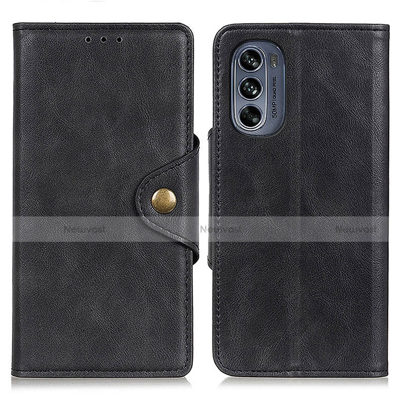 Leather Case Stands Flip Cover Holder N03P for Motorola Moto G62 5G