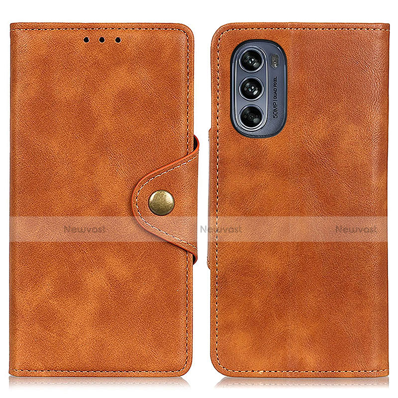 Leather Case Stands Flip Cover Holder N03P for Motorola Moto G62 5G