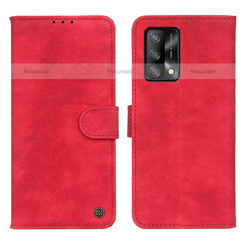 Leather Case Stands Flip Cover Holder N03P for Oppo A74 4G Red