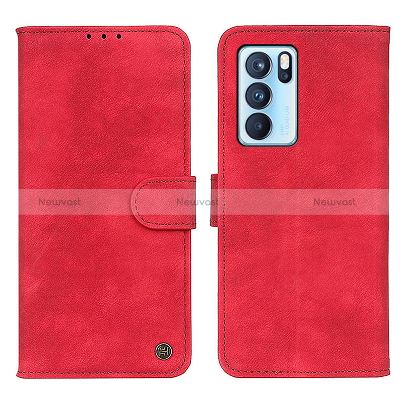 Leather Case Stands Flip Cover Holder N03P for Oppo Reno6 Pro 5G India Red