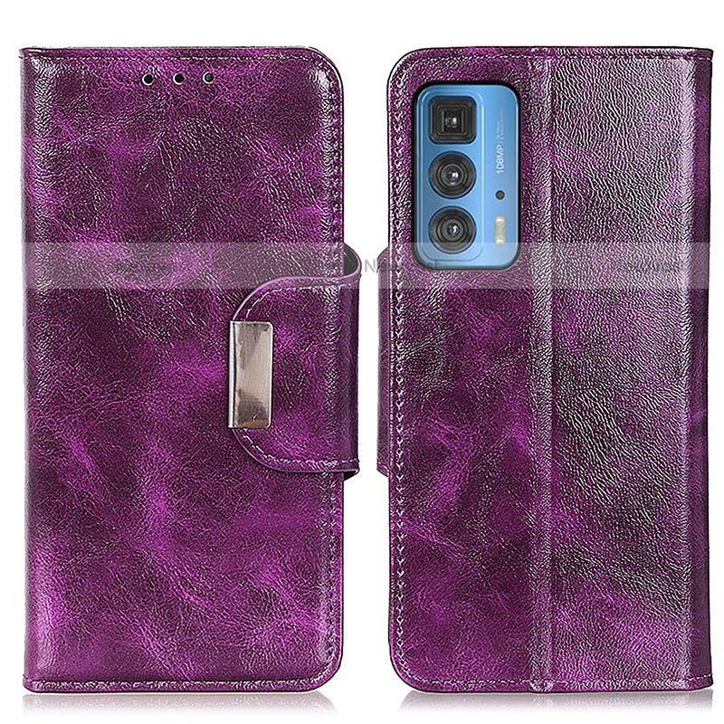 Leather Case Stands Flip Cover Holder N04P for Motorola Moto Edge S Pro 5G Purple