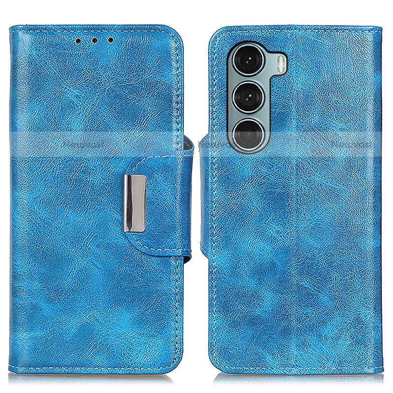 Leather Case Stands Flip Cover Holder N04P for Motorola Moto G200 5G Sky Blue