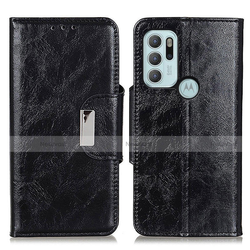 Leather Case Stands Flip Cover Holder N04P for Motorola Moto G60s