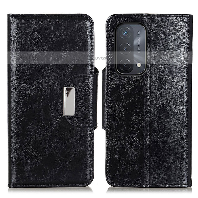 Leather Case Stands Flip Cover Holder N04P for OnePlus Nord N200 5G Black