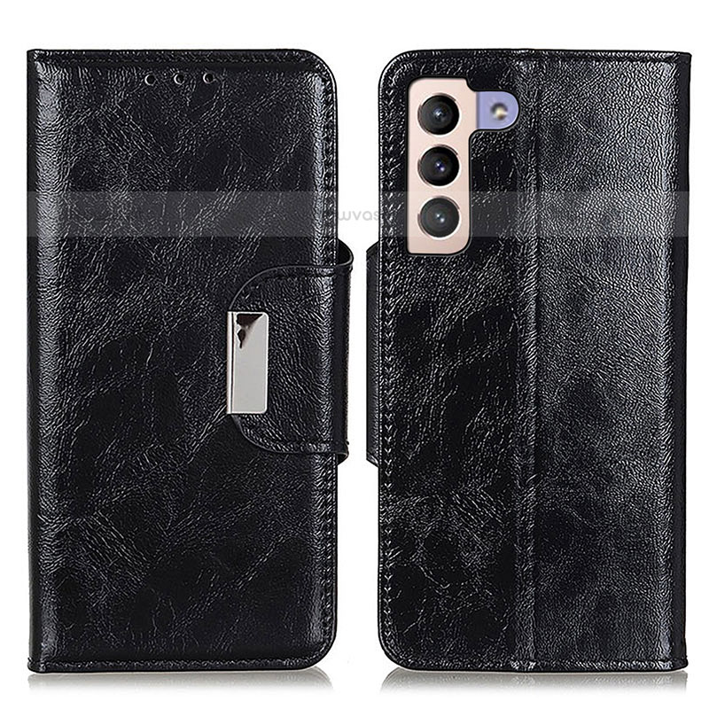 Leather Case Stands Flip Cover Holder N04P for Samsung Galaxy S21 FE 5G Black