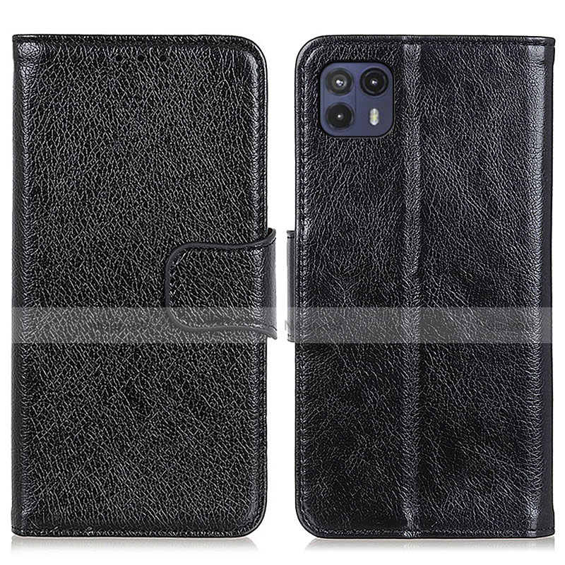 Leather Case Stands Flip Cover Holder N05P for Motorola Moto G50 5G Black