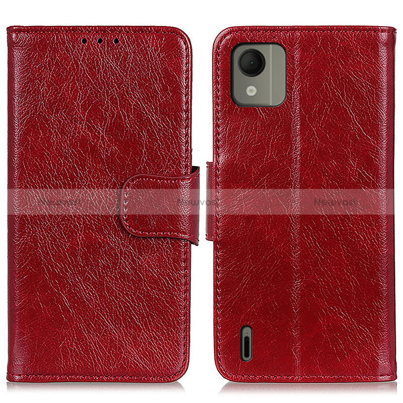 Leather Case Stands Flip Cover Holder N05P for Nokia C110 Red