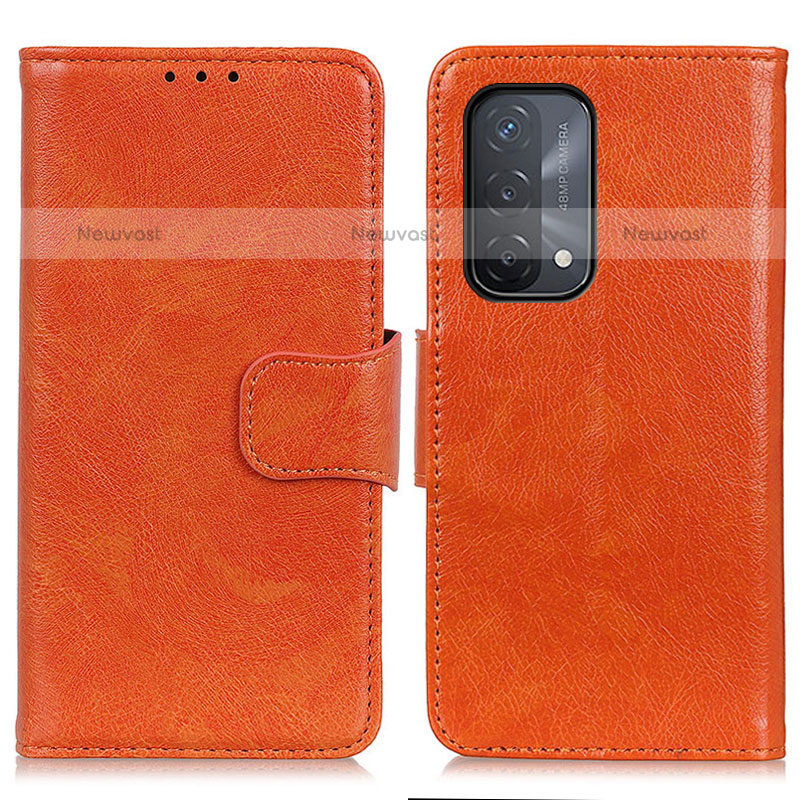 Leather Case Stands Flip Cover Holder N05P for OnePlus Nord N200 5G Orange